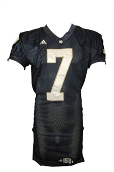 Jimmy Clausen #7 2008 Notre Dame Game Used Navy Home Football Jersey (42)
